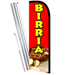 BIRRIA Premium Windless Feather Flag Bundle (11.5' Tall Flag, 15' Tall Flagpole, Ground Mount Stake) Printed in the USA 84109810