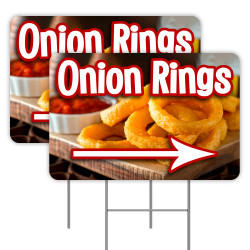 2 Pack Onion Rings Yard Signs 16" x 24" - Double-Sided Print, with Metal Stakes 841098109707