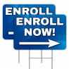 2 Pack Enroll Now! Yard Signs 16" x 24" - Double-Sided Print, with Metal Stakes 841098110048