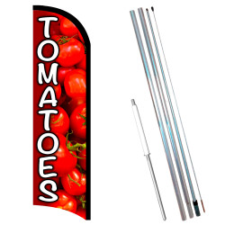 Vista Flags Tomatoes Premium Windless Feather Flag Bundle (11.5' Tall Flag, 15' Tall Flagpole, Ground Mount Stake)