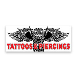 Tattoo Piercings Vinyl Banner 5 Feet Wide by 2 Feet Tall