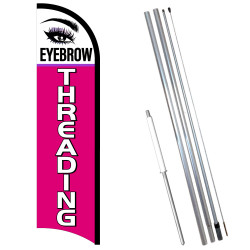 Vista Flags Eyebrow Threading Premium Windless Feather Flag Bundle (11.5' Tall Flag, 15' Tall Flagpole, Ground Mount Stake)