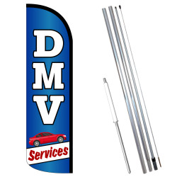 Vista Flags DMV Services Premium Windless Feather Flag Bundle (11.5' Tall Flag, 15' Tall Flagpole, Ground Mount Stake)