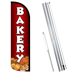 Vista Flags Bakery Premium Windless Feather Flag Bundle (11.5' Tall Flag, 15' Tall Flagpole, Ground Mount Stake)