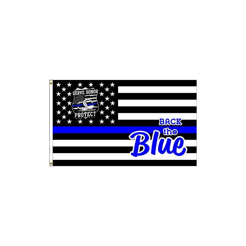 VF Display Back The Blue (Support Police) US Flag Pattern 3x5 Premium Polyester Flag (Made in The USA)