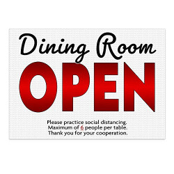 Dining Room Open 32" x 24" Perforated Removable Window Decal (Made in The USA)