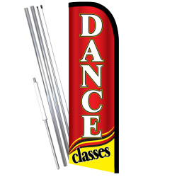 DANCE CLASSES Premium Windless Feather Flag Bundle (11.5' Tall Flag, 15' Tall Flagpole, Ground Mount Stake) Printed in the USA 8