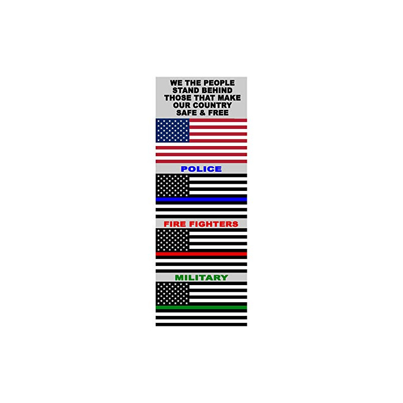 2 Pack Thin Line Flag Set (USA, Thin Blue, Thin Red, Thin Green) Perforated Window Decal (Removable) 15" x 5.5"