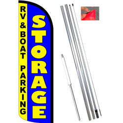 STORAGE (RV Boat Parking) Premium Windless Feather Banner Flag Kit (Flag, Pole, & Ground Mt) 841098198138