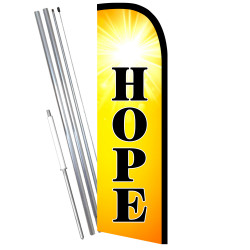 HOPE Premium Windless Feather Flag Bundle (11.5' Tall Flag, 15' Tall Flagpole, Ground Mount Stake) Printed in the USA 8410981088