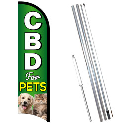 CBD For Pets Premium Windless Feather Flag Bundle (11.5' Tall Flag, 15' Tall Flagpole, Ground Mount Stake)