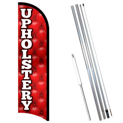 Vista Flags Upholstery Premium Windless Feather Flag Bundle (11.5' Tall Flag, 15' Tall Flagpole, Ground Mount Stake)