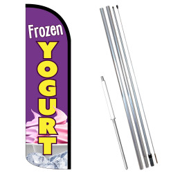 Vista Flags Frozen Yogurt Premium Windless Feather Flag Bundle (11.5' Tall Flag, 15' Tall Flagpole, Ground Mount Stake)