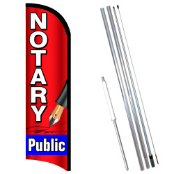 Vista Flags Notary Public Premium Windless Feather Flag Bundle (11.5' Tall Flag, 15' Tall Flagpole, Ground Mount Stake)