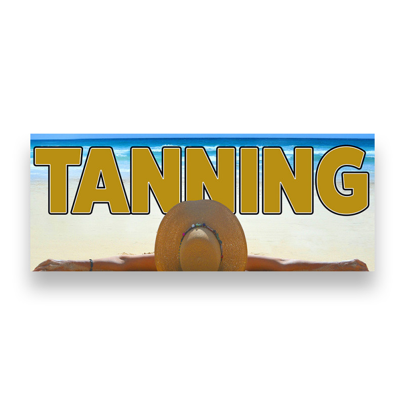 TANNING Vinyl Banner with Optional Sizes (Made in the USA)