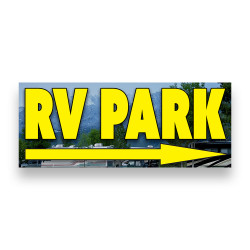 RV Park Right Arrow Vinyl Banner with Optional Sizes (Made in the USA)