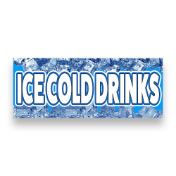 ICE COLD DRINKS Vinyl Banner with Optional Sizes (Made in the USA)