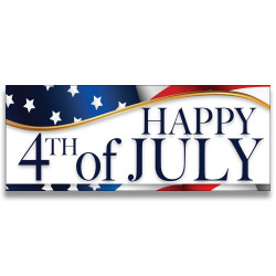 Happy 4th of July Vinyl Banner with Optional Sizes (Made in the USA)