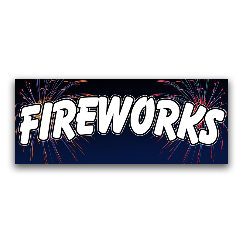 Fireworks Vinyl Banner with Optional Sizes (Made in the USA)