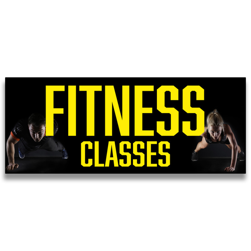 Fitness Classes Vinyl Banner with Optional Sizes (Made in the USA)