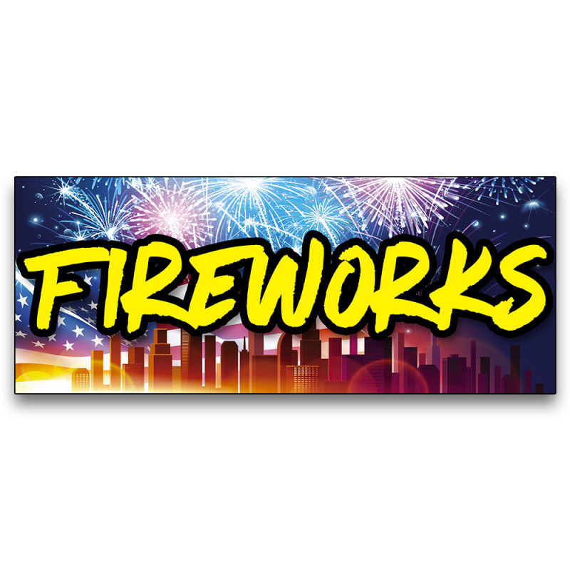 Fireworks Vinyl Banner with Optional Sizes (Made in the USA)