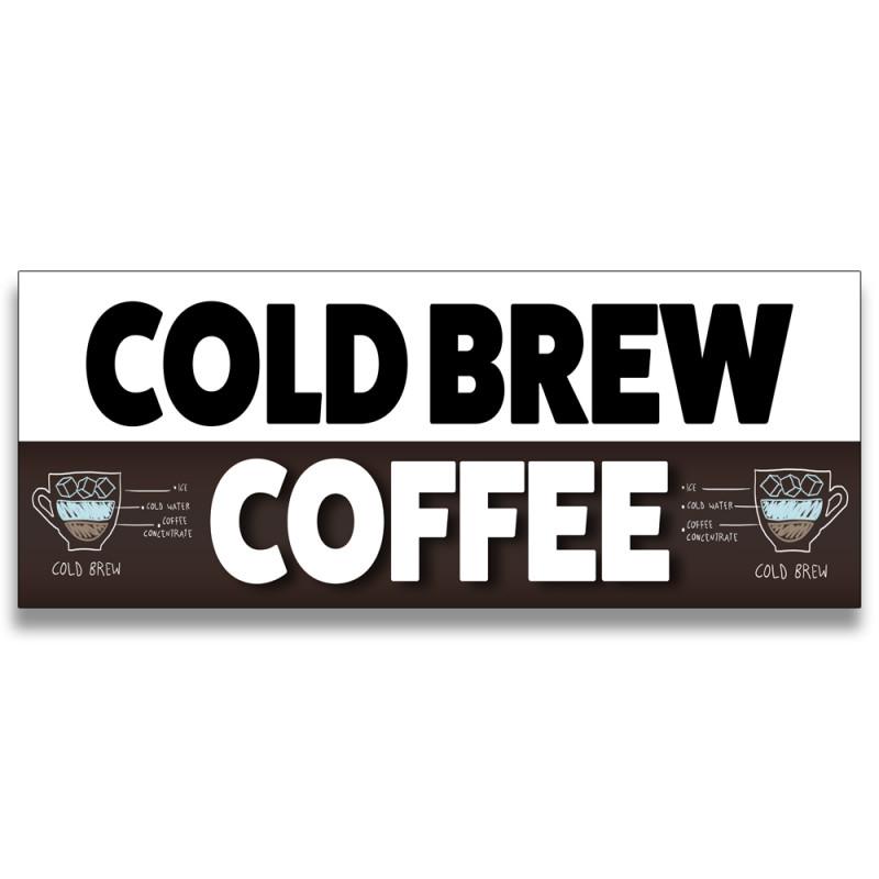 Cold Brew Coffee Vinyl Banner with Optional Sizes (Made in the USA)