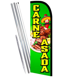 Carne Asada Premium Windless Feather Flag Bundle (Complete Kit) OR Optional Replacement Flag Only