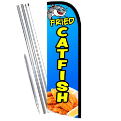 Fried Catfish Premium Windless Feather Flag Bundle (Complete Kit) OR Optional Replacement Flag Only