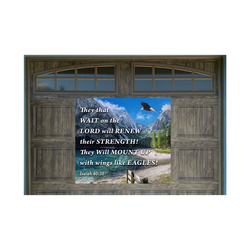 Vista Products Isaiah 40 "Mount Up with Wings as Eagles Magnetic 42" x 47" Garage Banner for Steel Garage Doors