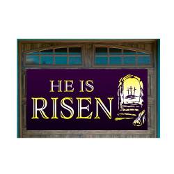 He Is Risen Magnetic 42" x 84" Garage Banner For Steel Garage Doors