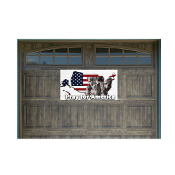 Pray for America US Flag Map 21" x 40" Magnetic Garage Banner For Steel Garage Doors