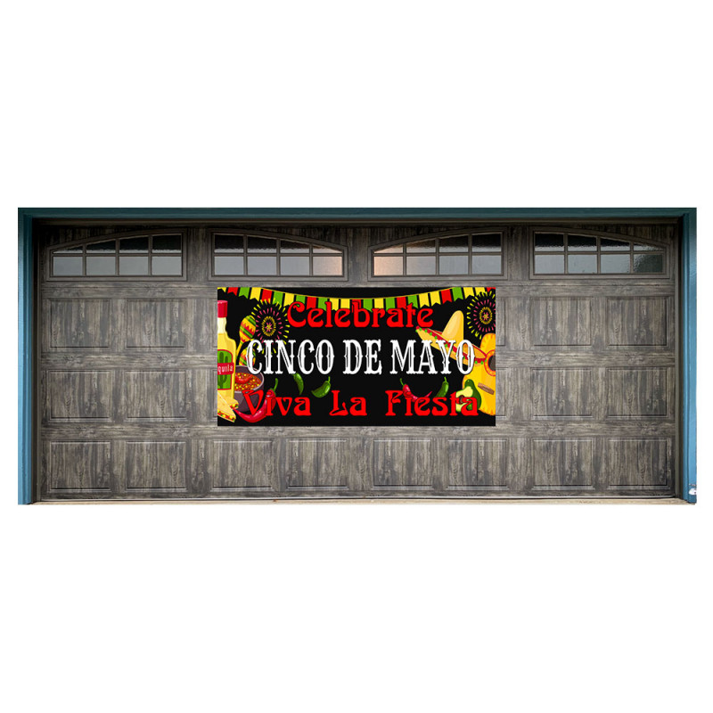 Celebrate Cinco De Mayo Magnetic 42" x 84" Garage Banner For Steel Garage Doors