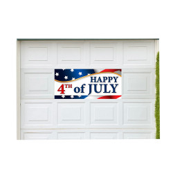 Happy 4th of July 21" x 47" Magnetic Garage Banner For Steel Garage Doors