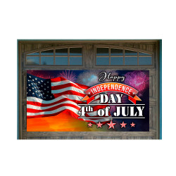 Happy 4th of July (Fireworks) 42" x 84" Garage Banner For Steel Garage Doors