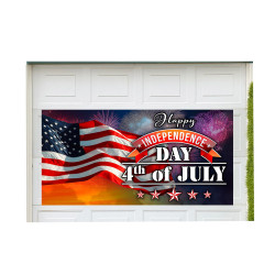 Happy 4th of July (Fireworks) 42" x 84" Garage Banner For Steel Garage Doors