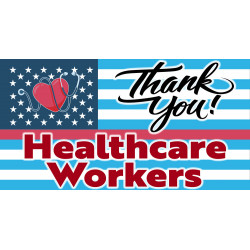 Thank You Health Care Workers 21" x 40" Magnetic Garage Banner For Steel Garage Doors