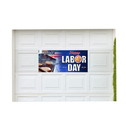 Happy Labor Day 21" x 47" Magnetic Garage Banner For Steel Garage Doors