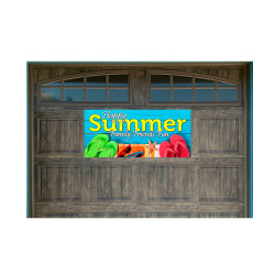 Happy Summer 21" x 47" Magnetic Garage Banner For Steel Garage Doors