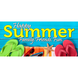 Happy Summer 21" x 47" Magnetic Garage Banner For Steel Garage Doors