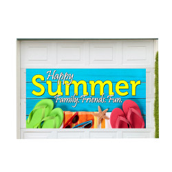 Happy Summer 42" x 84" Magnetic Garage Banner For Steel Garage Doors