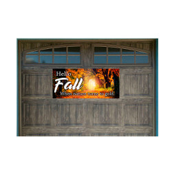 Hello Fall 21" x 47" Magnetic Garage Banner For Steel Garage Doors