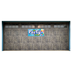 The Party Is Here 21" x 47" Magnetic Garage Banner For Steel Garage Doors