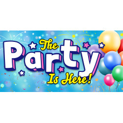 The Party Is Here 42" x 84" Magnetic Garage Banner For Steel Garage Doors