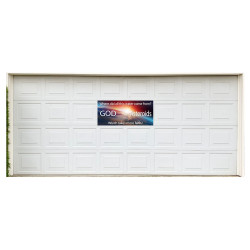 God vs Ateroids 21" x 47" Magnetic Garage Banner For Steel Garage Doors