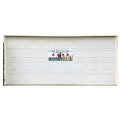 Chicago Skyline - Chiago City Flag - Welcome Home 21" x 42" Magnetic Garage Banner For Steel Garage Doors