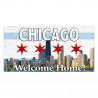 Chicago Skyline - Chiago City Flag - Welcome Home 21" x 42" Magnetic Garage Banner For Steel Garage Doors