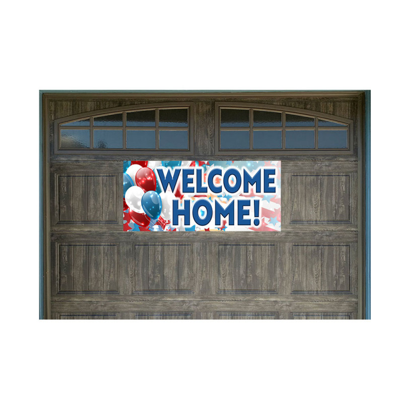 Welcome Home! Balloons 21" x 47" Magnetic Garage Banner For Steel Garage Doors