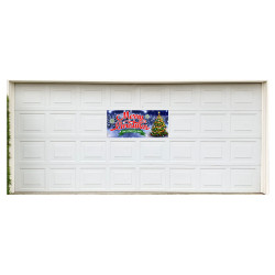 Merry Christmas 21" x 47" Magnetic Garage Banner For Steel Garage Doors