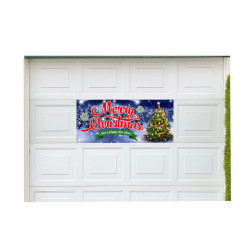 Merry Christmas 21" x 47" Magnetic Garage Banner For Steel Garage Doors