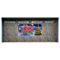 Merry Christmas 42" x 84" Magnetic Garage Banner For Steel Garage Doors